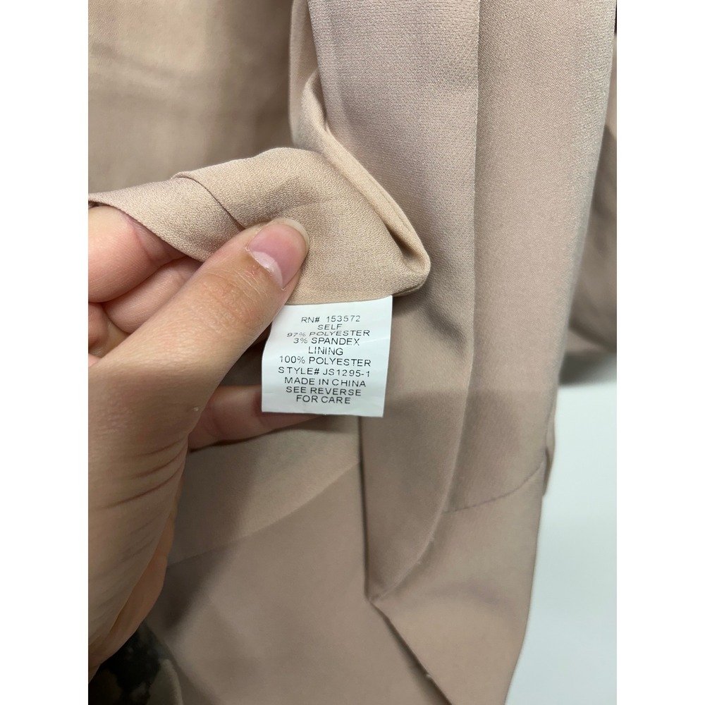 Böhme Ruched Sleeve Blazer Taupe Open Front Career Jacket Small - Picture 4 of 5